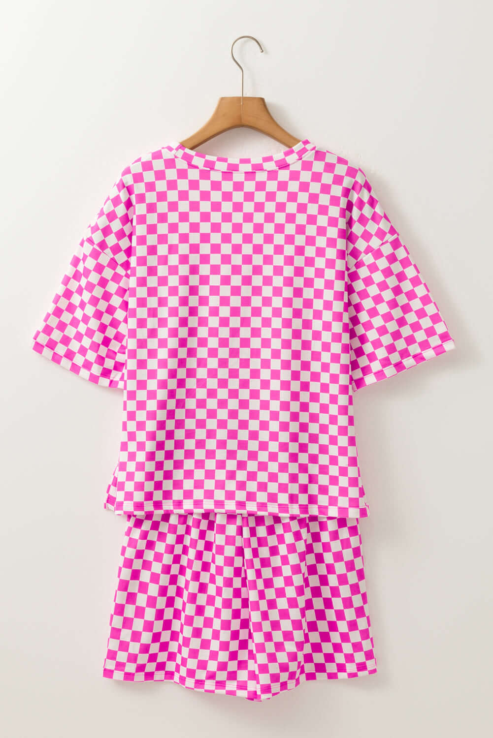 Rose Checkered Top and Short Casual 2pcs Set