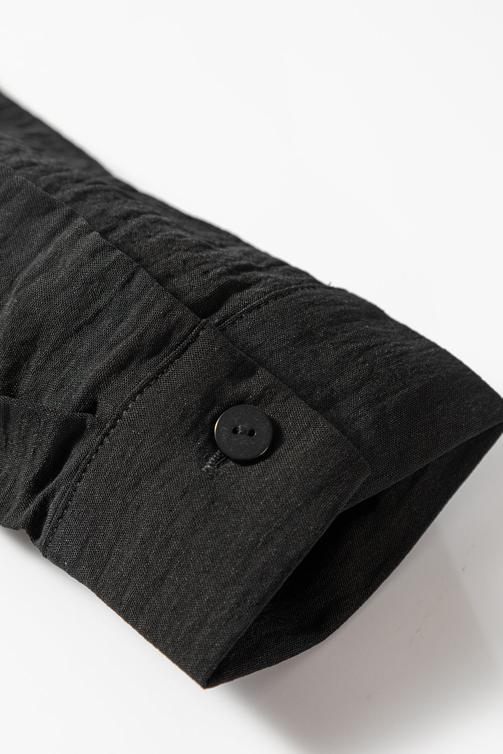 Black Pure Color Patch Pocket Blouse