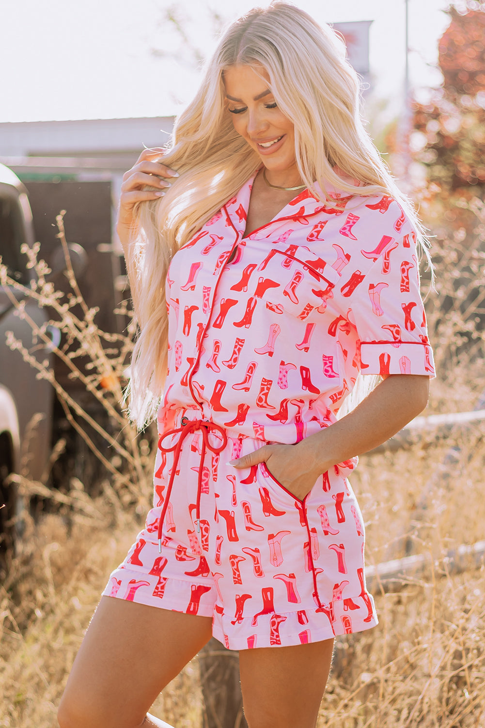 Pink Western CowgirlPajama Set