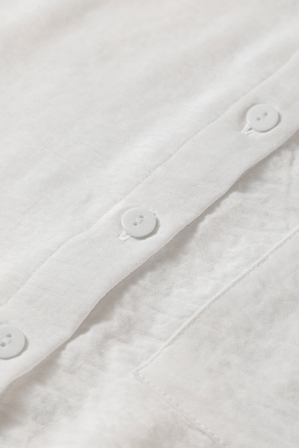 White Pure Color Patch Pocket Blouse