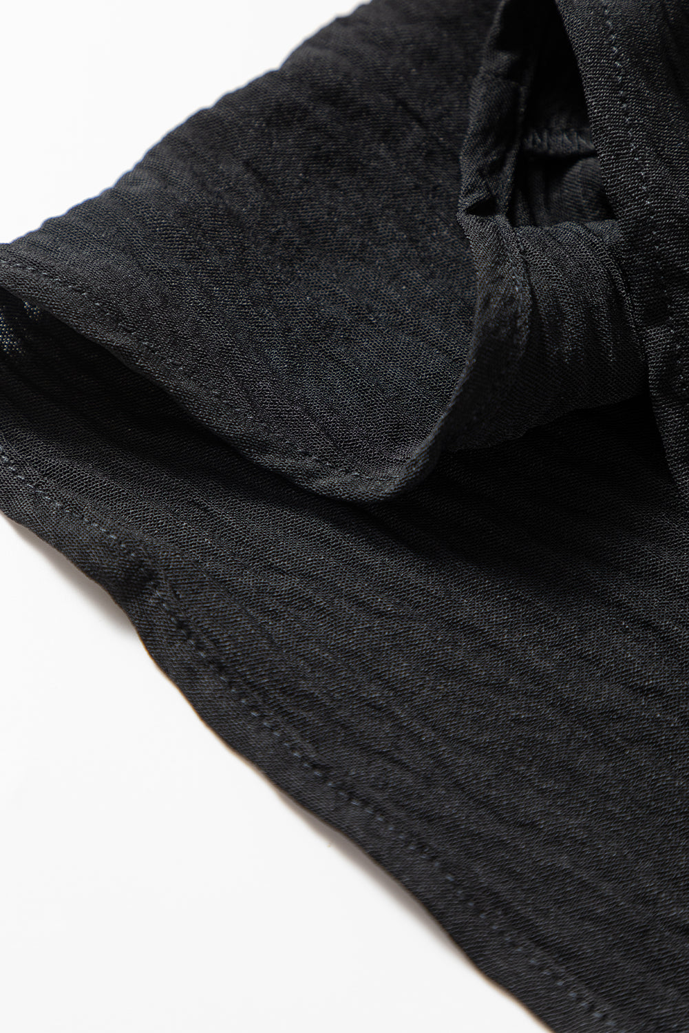 Black Pure Color Patch Pocket Blouse