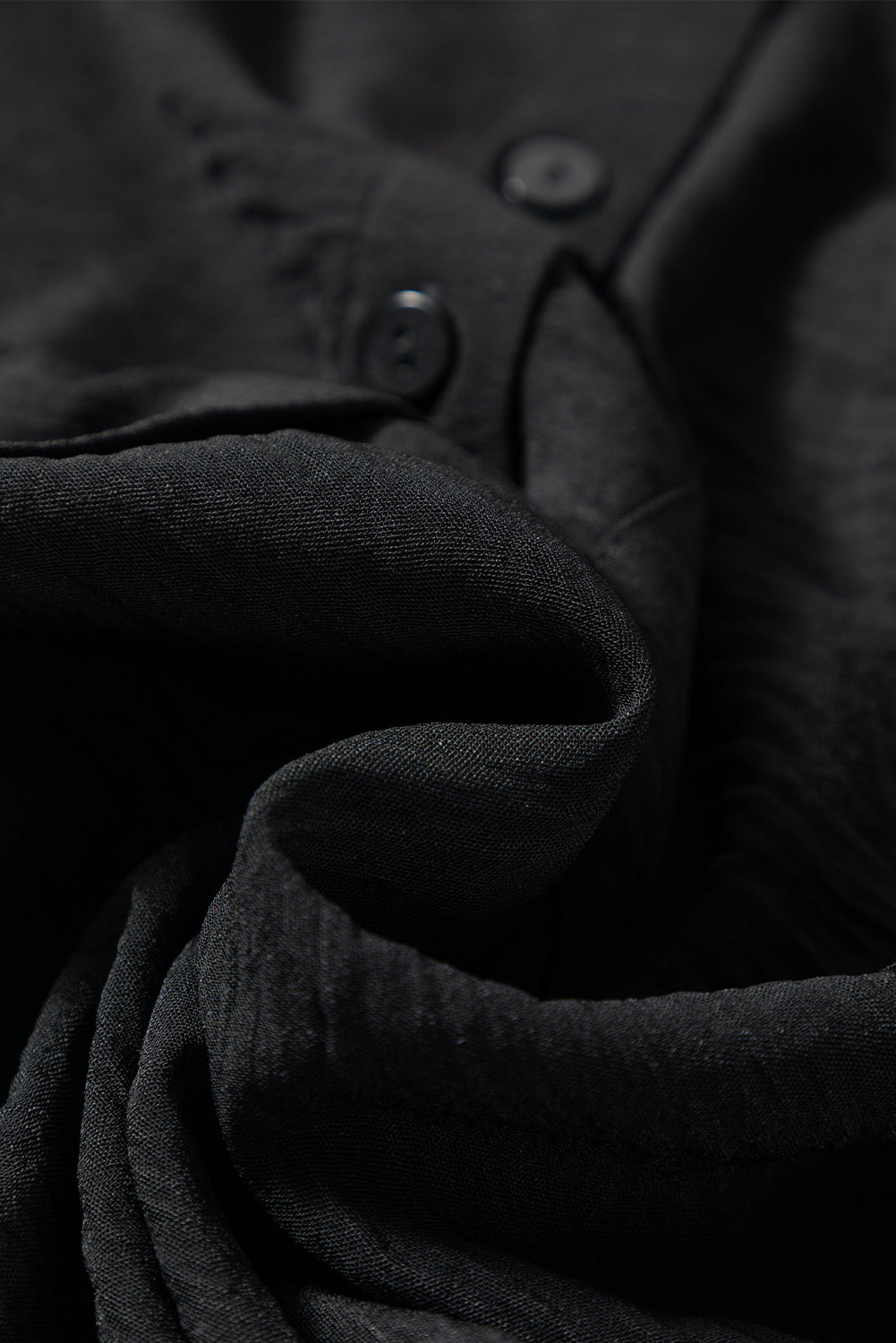 Black Pure Color Patch Pocket Blouse