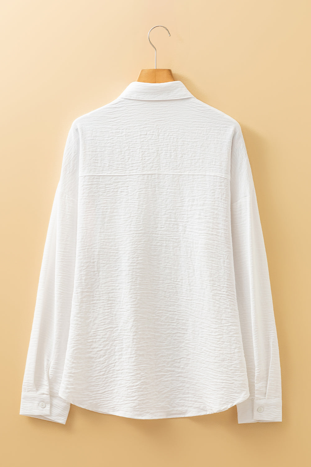 White Pure Color Patch Pocket Blouse