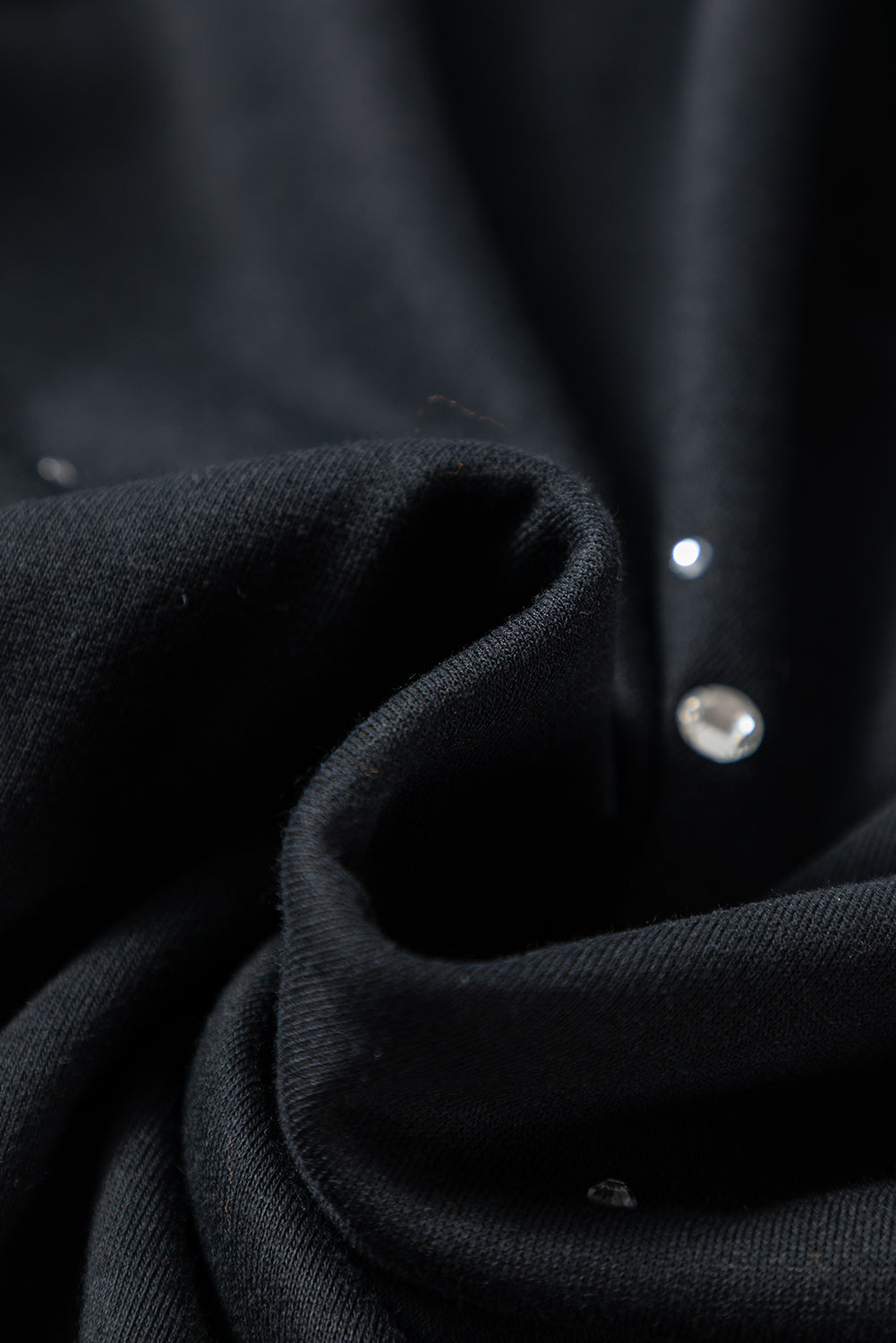 Black Rhinestone Embellished Drop Shoulder Ribbed Cuffs Wholesale Sweatshirt