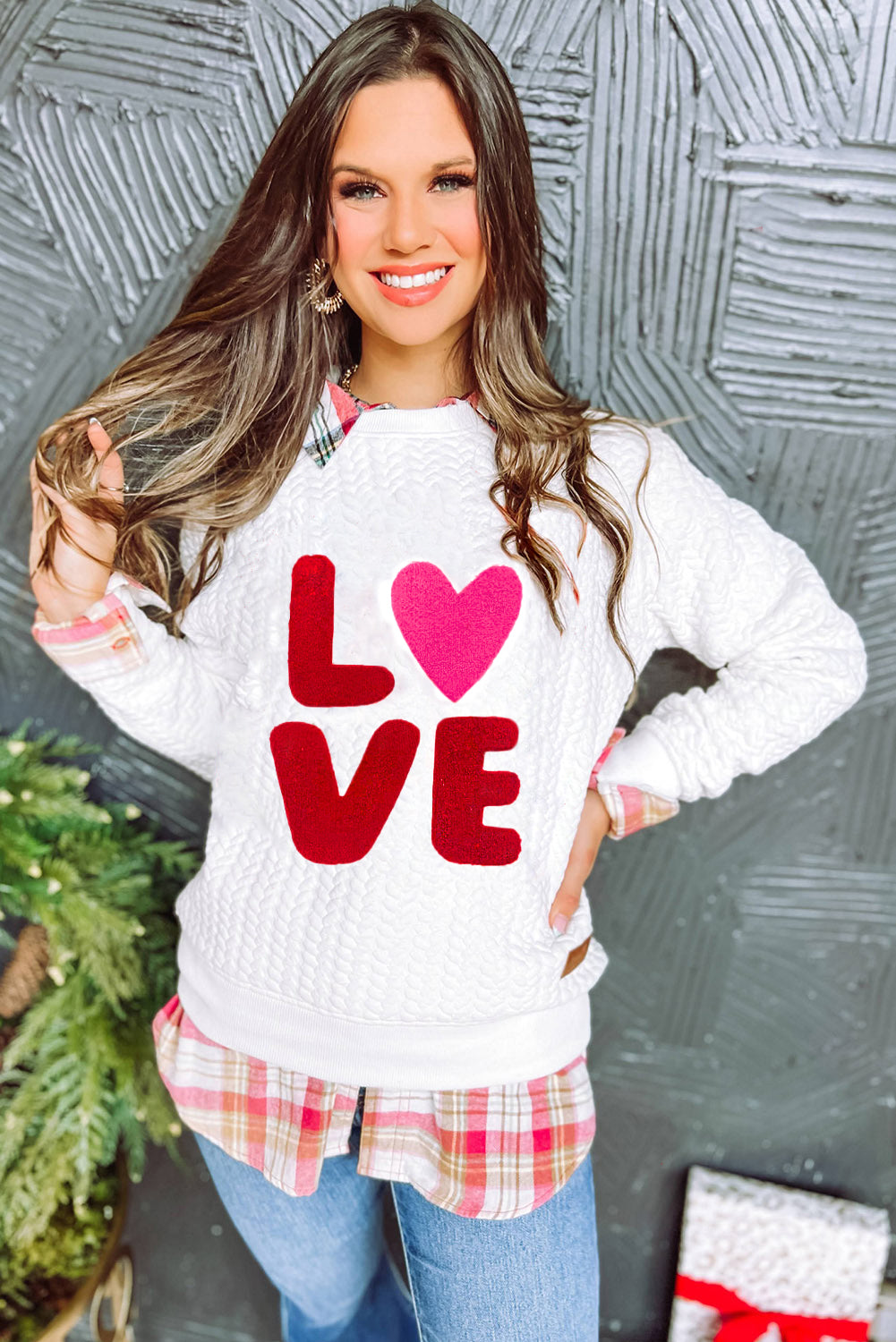 Blackish Green Merry And Bright Cable Knit Pullover Sweatshirt