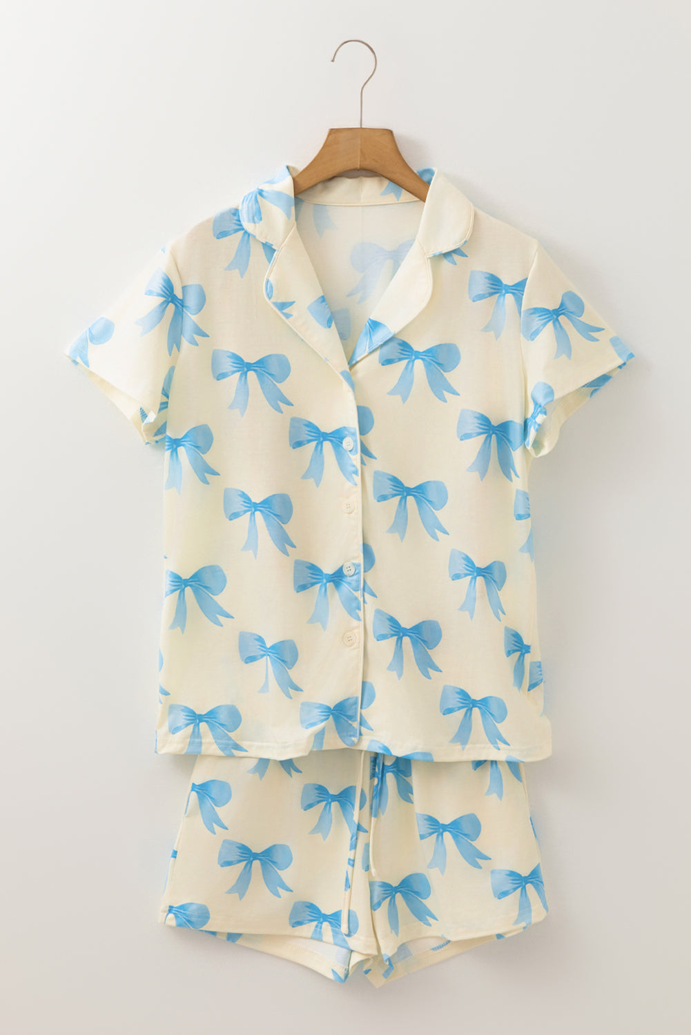 Blue Bow Printed Pajama Set