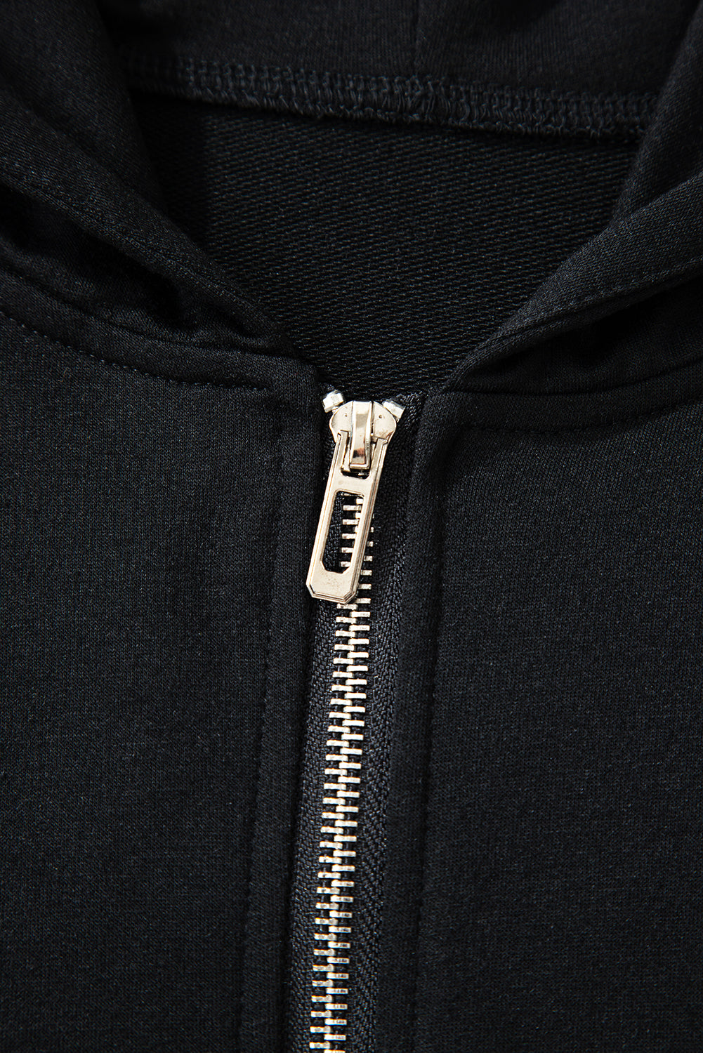 Black Double Zipper Hooded Jacket and Sweatpants Active Set