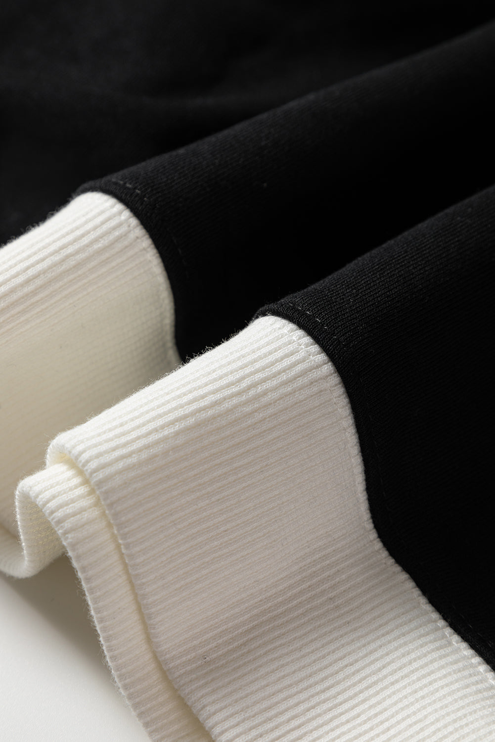 Black Contrast Ribbed Color Block Patchwork Baggy Sweatshirt